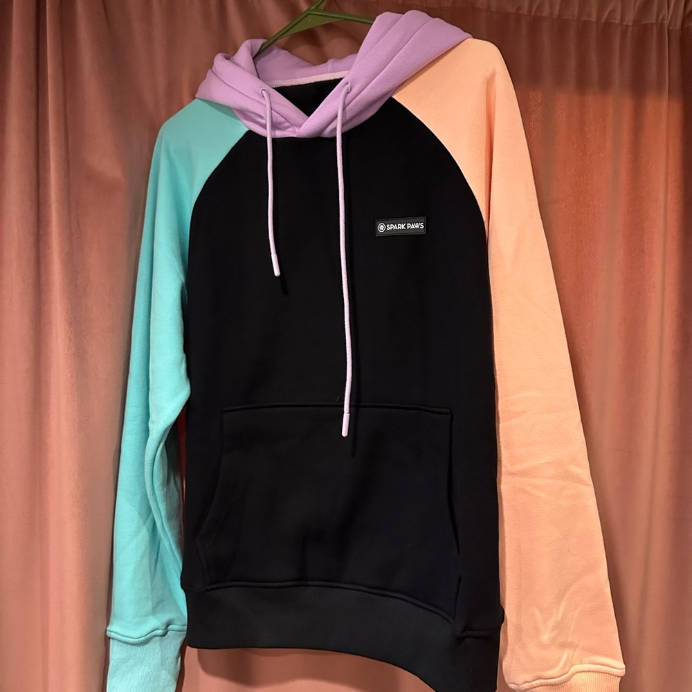 Colorblock Hoodie with Pastel Sleeves